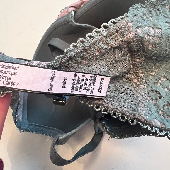 Victorias Secret Bra Womens Dream Angels Push Up Green Lace Size 32D Underwire - Picture 4 of 4